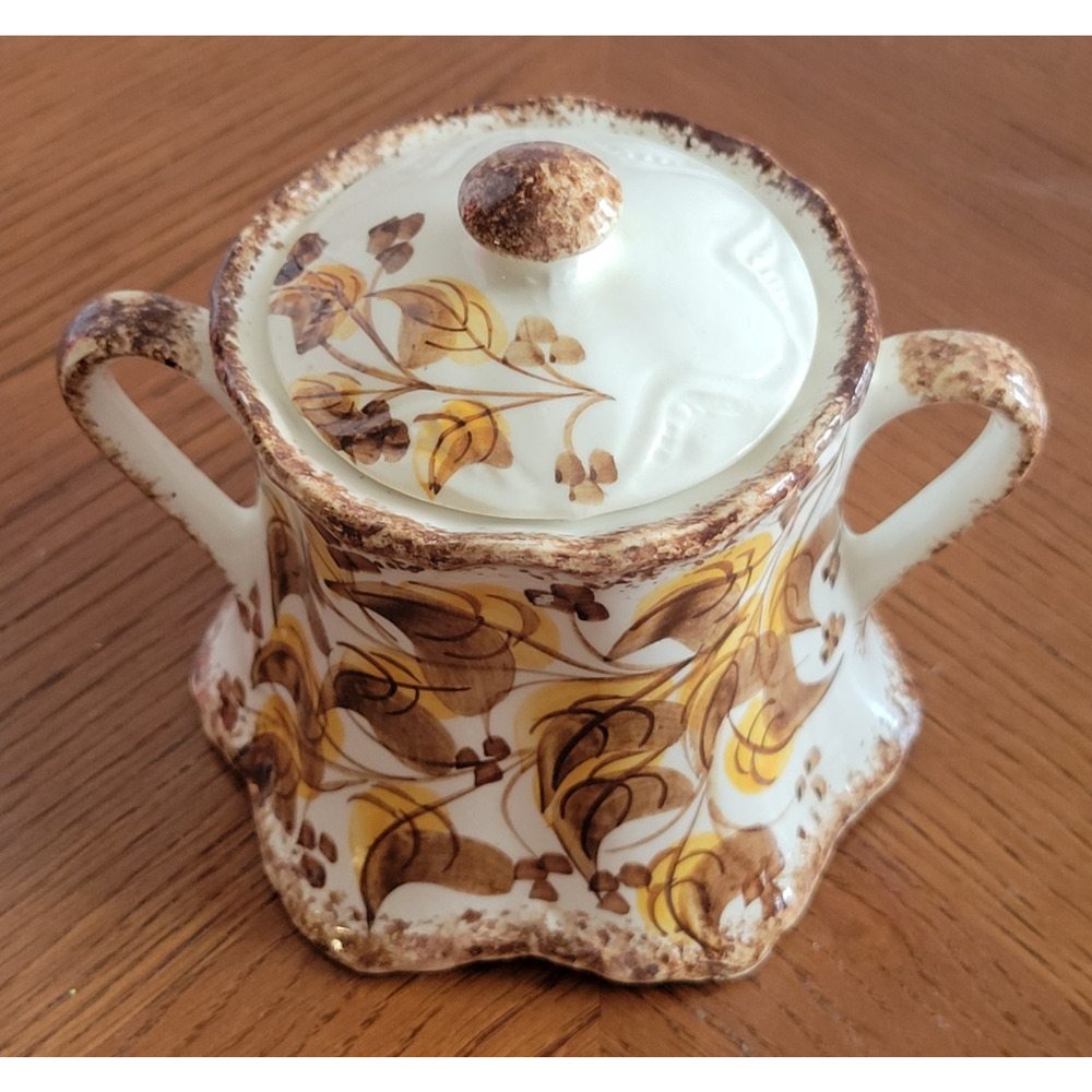 Vintage Cash Family Sugar Bowl with Lid‎ Hand Painted Floral Ceramic Pottery